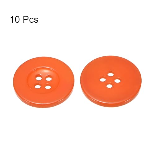 HARFINGTON 25mm 4-Hole Resin Sewing Buttons 40L Round Flat Craft Buttons for Coats Clothing DIY Orange 10pcs