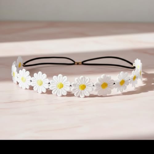 Boho Daisy and Sunflower Floral Crown Headband Hair Wreath for Weddings