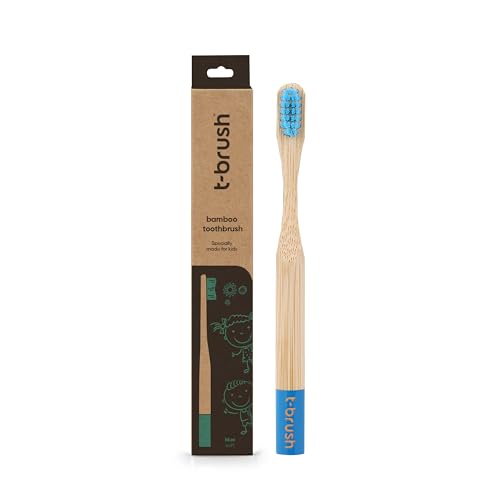t-brush Kids Bamboo Toothbrush - Blue Ultra-Soft Eco-Friendly