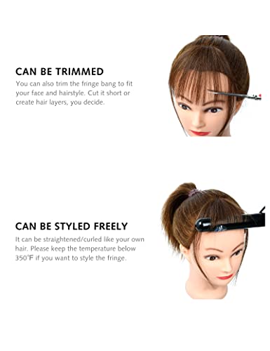 DILUSILK Remy Human Hair Clip-In Wispy Bangs with Side Temples Brown