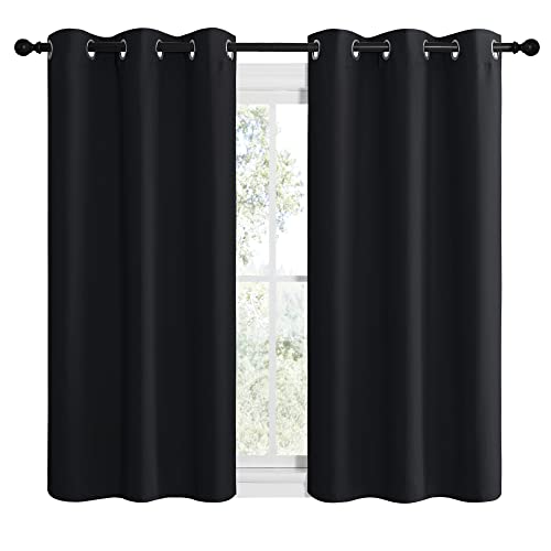 NICETOWN Black 42" x 50" Blackout Curtain Panels - Set of 2 Grommet Drapes
