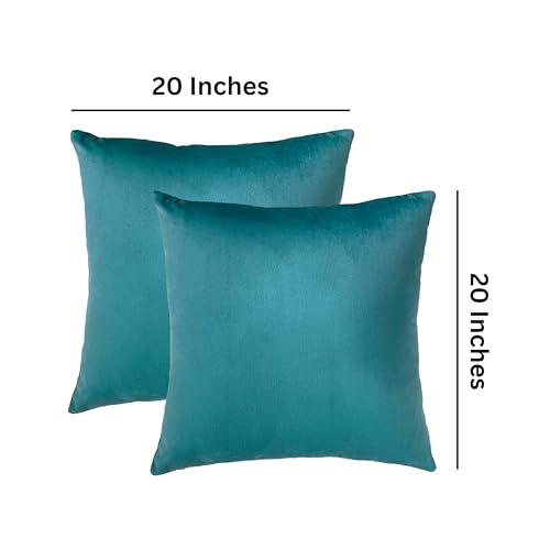RELY+ 20x20 Inch Velvet Throw Pillow Covers, Teal - Set of 2