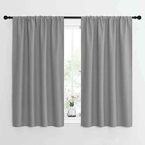 NICETOWN Blackout Curtains for Small Windows, Thermal Insulated, Silver Grey, 42x54