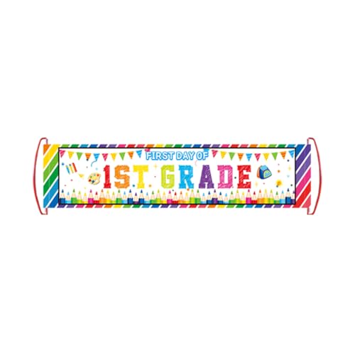 First Day of 1st Grade Photo Sign Banner for Back to School Decorations