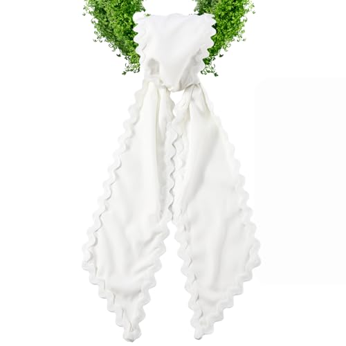 White Wreath Sash for Front Door - DIY Monogram Embroidery, 5'' x 54''
