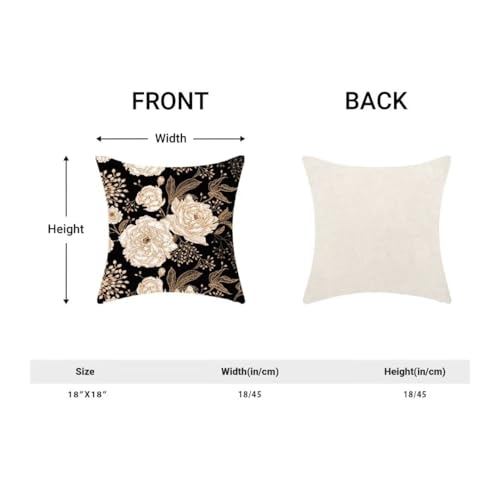 BETGINY Peony Roses Floral Linen Pillow Covers 18x18, Set of 2
