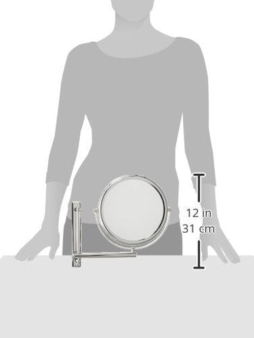 JERDON Two-Sided Wall-Mounted Makeup Mirror with 3X-1X Magnification –9” Diameter Mirror Extends 9” – Polished Chrome Finish - Model JP3030CF