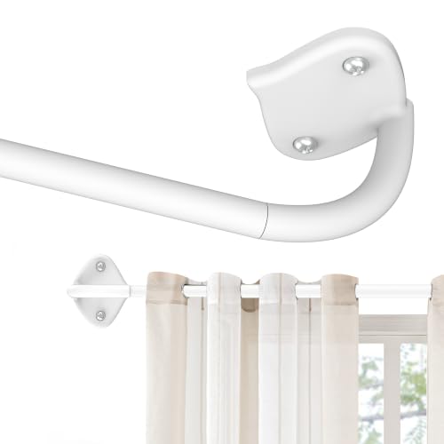 Adjustable Wrap Around Curtain Rod, 28-48 Inch, White Blackout Design