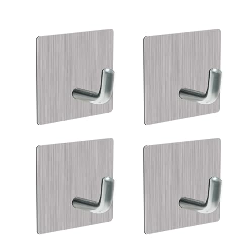 Heavy-Duty Self-Adhesive Stainless Steel Coat Hooks - 4 Pack
