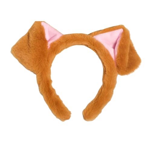 Xepeelo Brown Dog Ear Headband Soft Faux Fur Puppy Hair Hoop for Halloween Cosplay Party