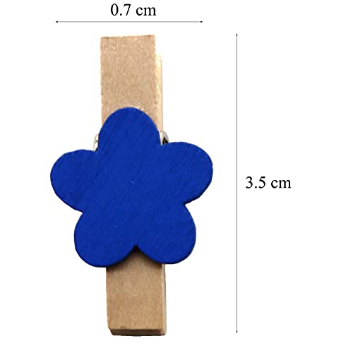 EastyGold Mini Wooden Photo Clips – 50 Pack, 35mm Colorful Flower Clothespins