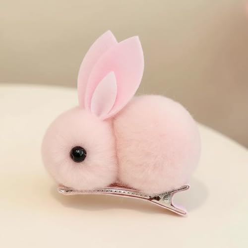 Jowxsx 4Pcs Plush Bunny Hair Claw Clips for Thin Hair