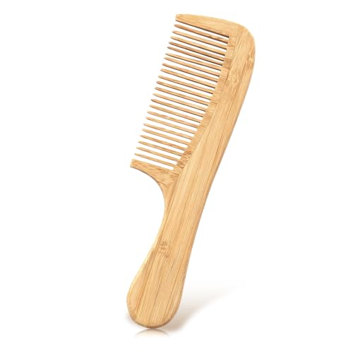 Natural Bamboo Wide Tooth Hair Comb Anti-Static Detangling Wood Comb