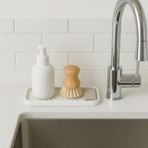 Flexible White Sponge Holder for Kitchen Sink - Multi-Purpose Organizer