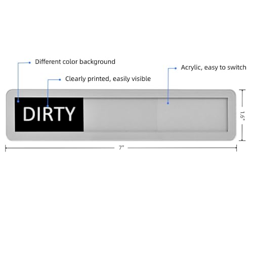 Kichwit Dishwasher Magnet Sign - Clean Dirty Running Indicator, Silver/Gray