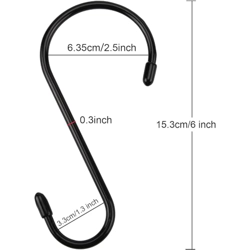 Nisoger 12 Pack Heavy Duty Vinyl Coated S Hooks - 6 Inch Non-Slip, Rust Resistant for Hanging Plants, Tools, and More