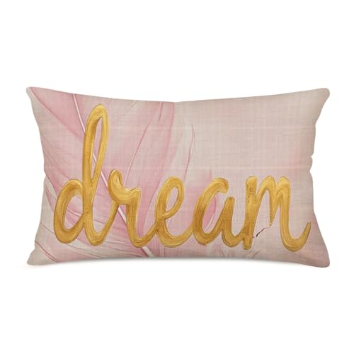Personalized Watercolor Dream Throw Pillow Cover 12x20 Inch Cotton Linen