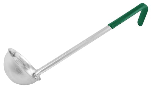 Winco 6 oz Red Prime One-Piece Stainless Steel Ladle - Green Variation