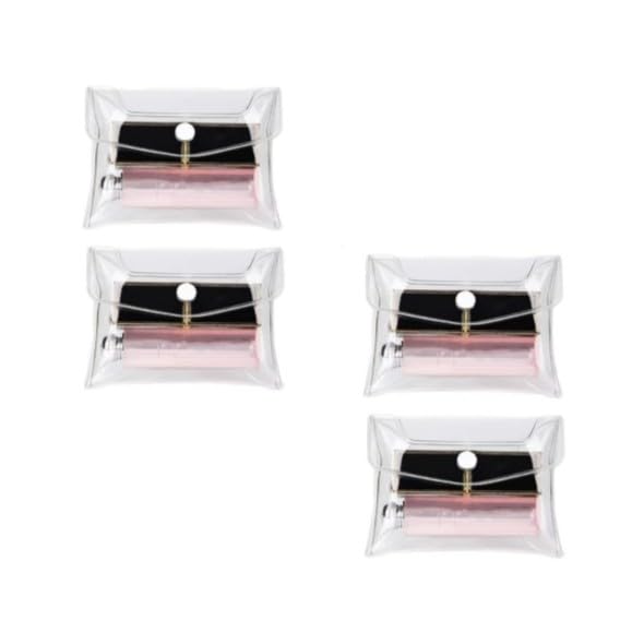 ZLmoue 4-Pack Transparent Mini PVC Makeup Bags Clear Cosmetic Pouches