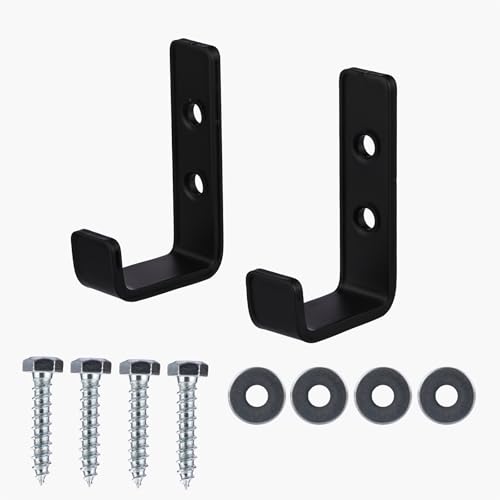 JIMMY LUCKY Heavy Duty J Hooks - 2 Pcs Wall Mounted Utility Hooks