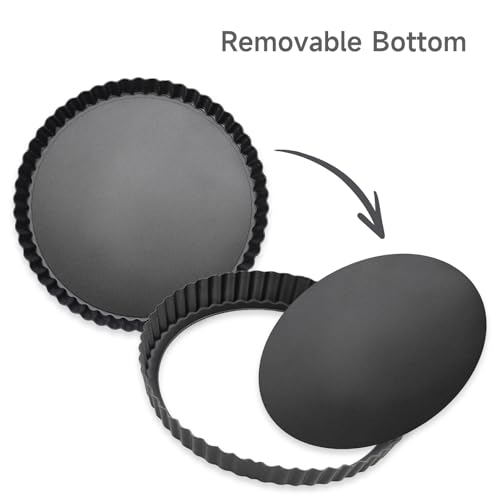 Maclia 8.6" Fluted Tart Pan, Non-Stick Carbon Steel with Removable Bottom
