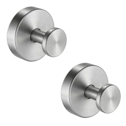 disbam 2 Pack Brushed Nickel Suction Cup Towel Hooks for Bathroom Mirror
