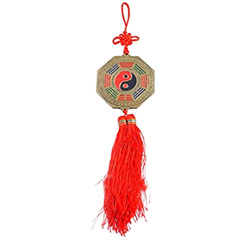Feng Shui Bagua Mirror with Chinese Knot Charm - 7cm Metal Protection Amulet