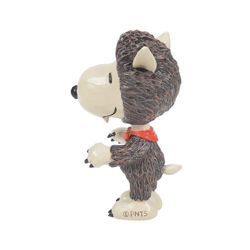 Enesco Peanuts by Jim Shore Halloween Collection Snoopy in Werewolf Costume Miniature Figurine- Stone Resin Hand Crafted Painted Collectible Peanuts Snoopy Mini Figurines Home Decor Statue, 3.54 Inch