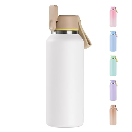 Fijinhom 12oz Kids Insulated Water Bottle - BPA-Free Stainless Steel, White