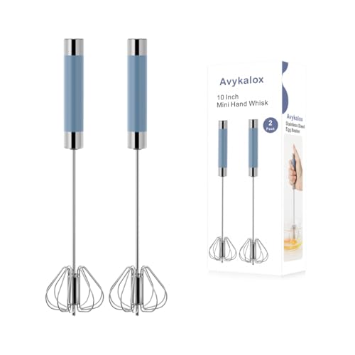 Stainless Steel Mini Hand Push Whisks - 2 Pack Egg Beater Set