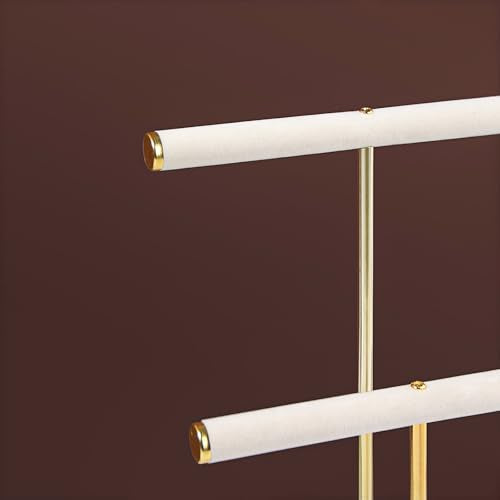 2-Tier Velvet Jewelry Organizer Stand with Metal Tray - Gold