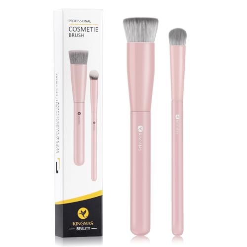 KINGMAS Flat Top Kabuki Foundation Brush & Concealer Makeup Brush Pink