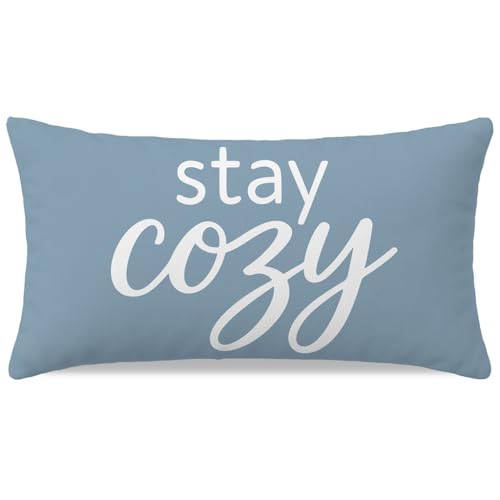 HERHOME 12x20 Inch Dusty Blue Decorative Throw Pillow Cover — Cozy Farmhouse Style