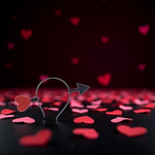 Valentine's Day Love Heart Arrow Headband Black Elastic Hair Hoop