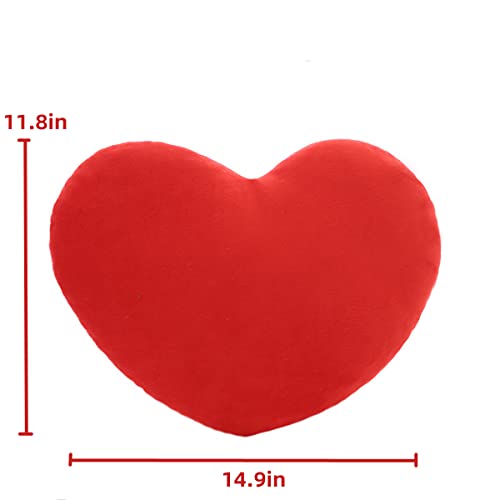 Red Heart-Shaped Plush Throw Pillow - Soft Decorative Cushion 30x38cm