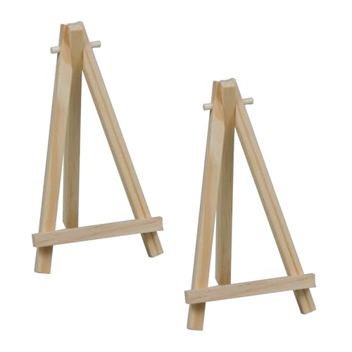 Mini Wooden Display Easels - Set of 2 Natural Wood Tabletop Stands