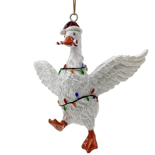 Funny Christmas Goose Ornament - Farmhouse Resin Holiday Tree Decor
