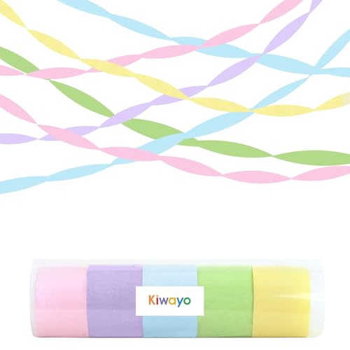Pastel Rainbow Crepe Paper Streamers - 5 Pack for Birthday Party Decor