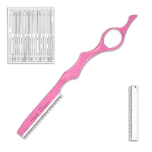 Dimioaoa Hair Thinning Razor Kit with 10 Blades Pink 6.89 Inch