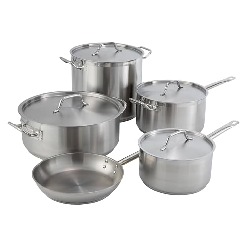 Winco Commercial-Grade Stainless Steel Brazier with Lid, 10 Quart