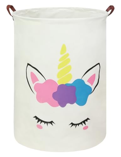 Foldable Waterproof Laundry Basket - Golden Unicorn Design