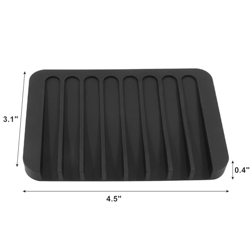 Self-Draining Silicone Soap Holder - Anti-Slip Design, Black
