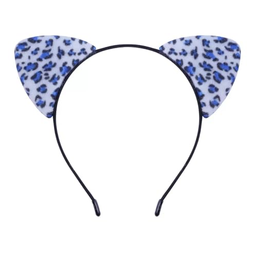 ASHONE Cat Ears Headband Cheetah Costume Hair Accessory (Light Blue)