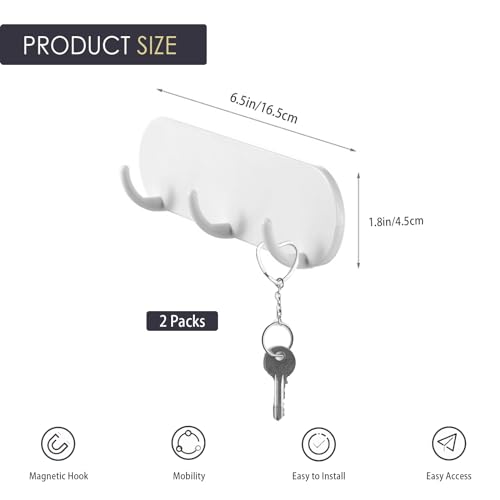 Kwude 2-Pack Magnetic Key Holder Hooks for Refrigerator and Metal Surfaces