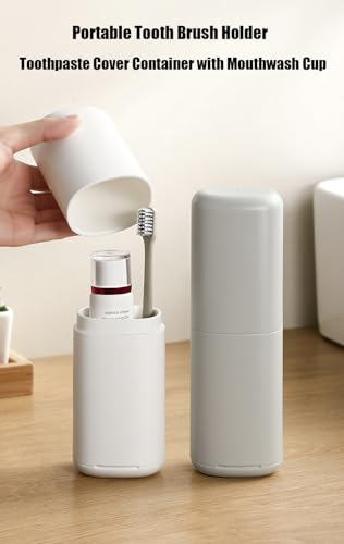 Portable Travel Toothbrush Case with Detachable Lid & Cup