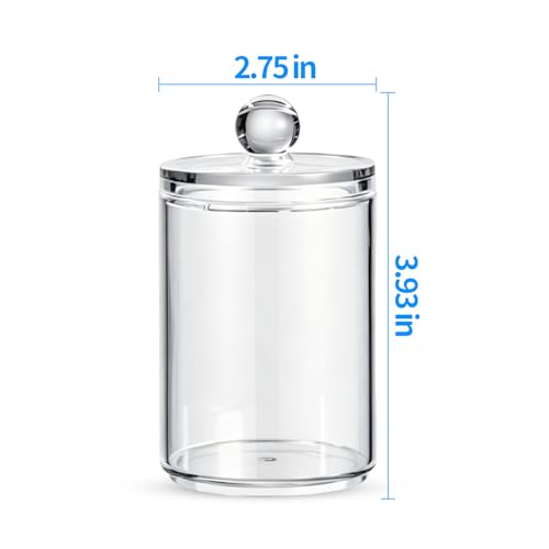 3-Pack Clear Acrylic Qtip Holder Dispenser for Bathroom Storage
