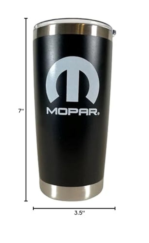 Mopar 20 oz Travel Mug – Double Wall Stainless Steel, Copper Vacuum Insulation, Magnetic Slider Lid, Black – Gift Box Included