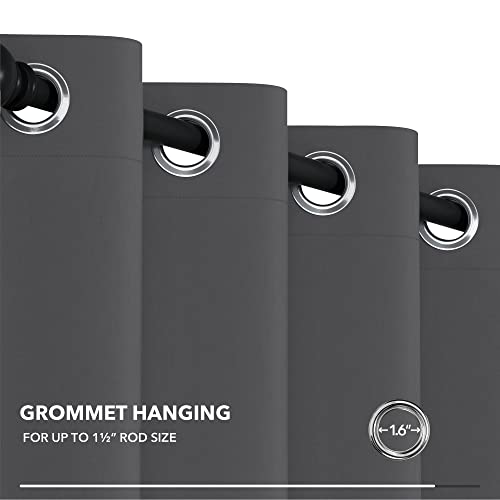 Deconovo Extra Wide Blackout Room Divider Curtain, 120"W x 96"L, Dark Grey