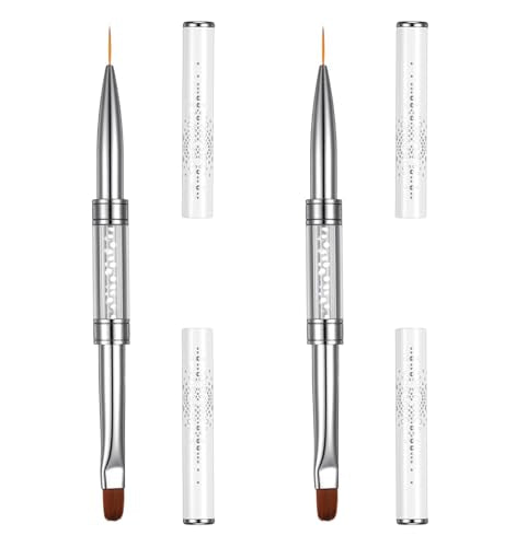 Thrymme Dual-Head Builder Gel Nail Brushes Set 2 Pcs with Rhinestone Handle