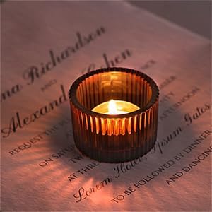 HAVITI Amber Glass Votive Candle Holders - 1.3" x 2" - Set of 4